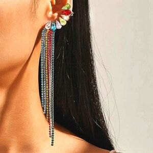 "Tru" Gemstone Tassel Ear Cuff Earring Pair
